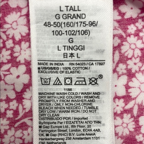 Pink Floral Ruffle Mini Dress V Neck V Back Pockets Smocked Bodice Size L Tall - Picture 13 of 16